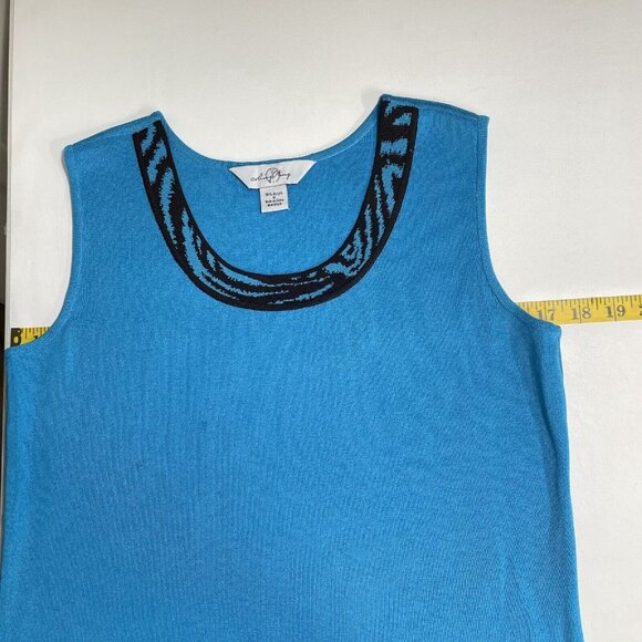 Ming Wang Knit Twin Set Womens Size Small Bright Blue Cardigan Tank Top 2-Piece - Picture 12 of 15